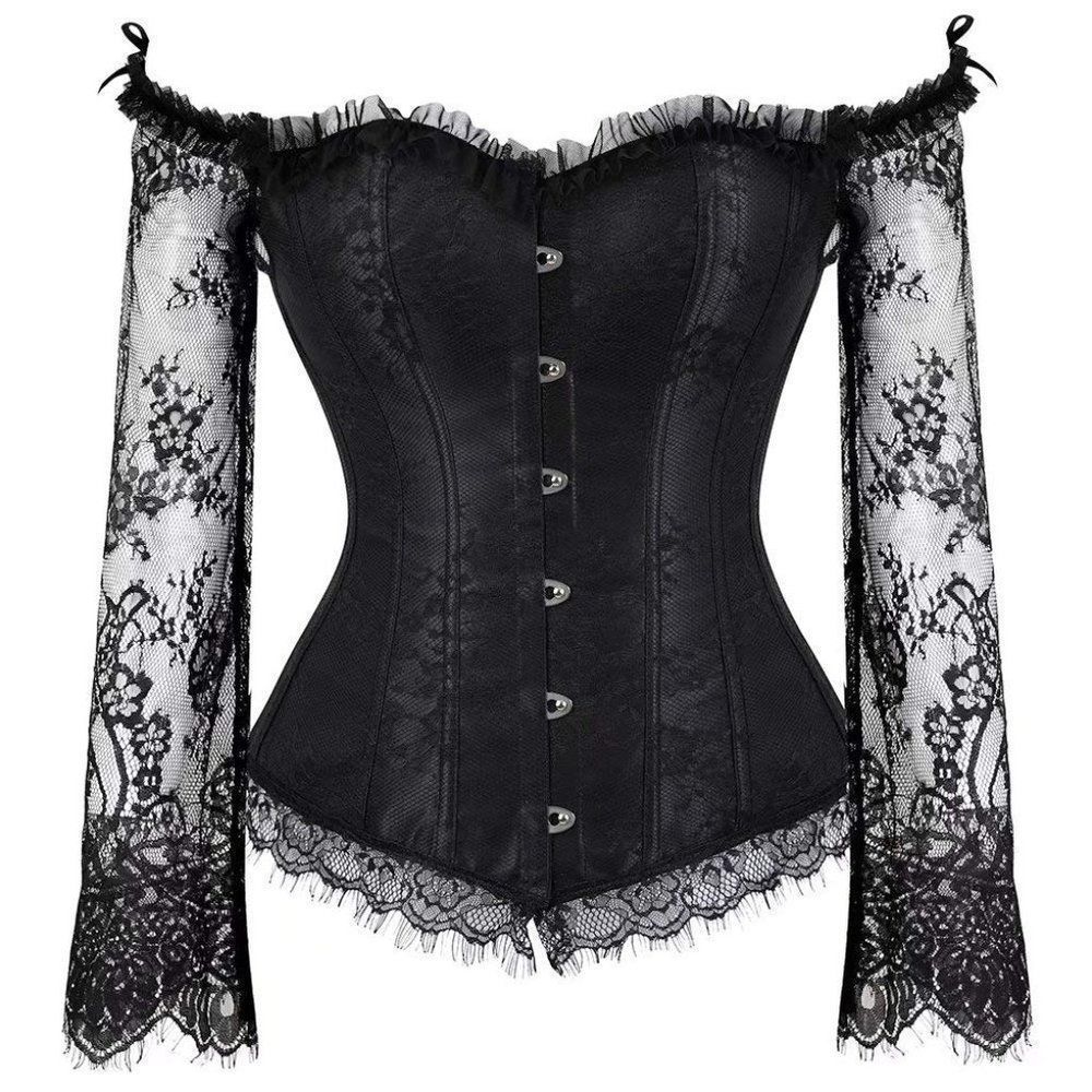 𝅺CORSETS, Overbust Bustier Top Sexy - Black 01